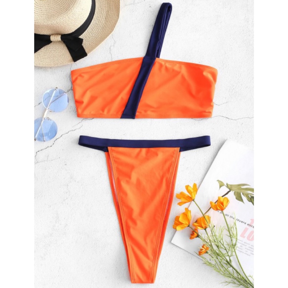 One Shoulder High Rise Bikini Set